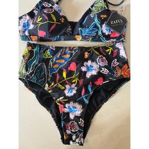Zaful High Waist Bikini Set Floral Print Swimsuit Two‎ Piece Bathing Suit Small